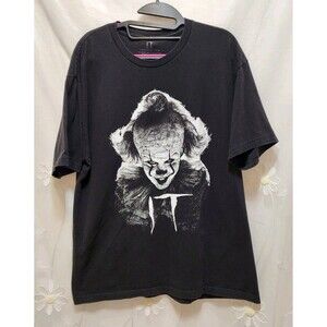 IT Chapter Two Large Black White Shirt Pennywise Clown Horror Movie Loser Club